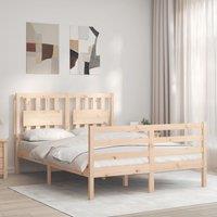 Berkfield Home Bed Frame with Headboard Small Double Solid Wood in Brown