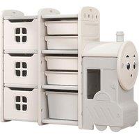 H&O Direct Children's Landing Train Toy Storage Rack in White