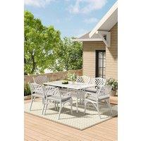 Living and Home Set of 7 Retro Garden Bistro Set Cast Aluminum with Cushions in Beige