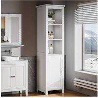 Living and Home Freestanding Bathroom Tall Cabinet with Blind Door in White