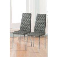 Living and Home Set of 2 PVC High Back Modern Dining Chairs in Grey
