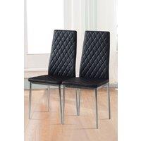 Living and Home Set of 2 PVC High Back Modern Dining Chairs in Black