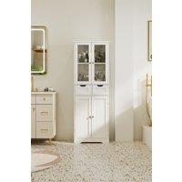 H&O Direct Modern Tall Glass Door Cabinet in White