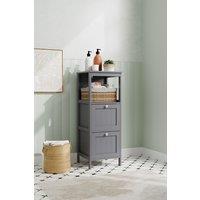 H&O Direct Wooden Compact Bathroom Cabinet with Drawers in Grey