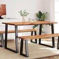 Berkfield Home Dining Table with Live Edge 140x80x75 cm Solid Wood Acacia in Brown | Size: 140 x 80 x 75 cm