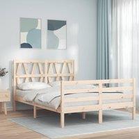 Berkfield Home Bed Frame with Headboard 140x190 cm Solid Wood in Brown