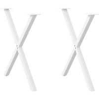 Berkfield Home Dining Table Legs X-Shaped 2 pcs White 70x(72-73) cm Steel