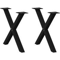 Berkfield Home Coffee Table Legs X-Shaped 2 pcs Black 38x(42-43) cm Steel