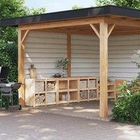 Berkfield Home Outdoor Kitchen Cabinets 3 pcs Solid Wood Pine in Brown