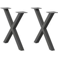 Berkfield Home Coffee Table Legs X-Shaped 2 pcs Anthracite 50x(42-43) cm Steel in Black