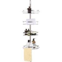 Dprodo Adjustable Stainless Steel Corner Shower Tension Pole in Silver