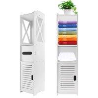 Dprodo Bathroom Floor Cabinet Free Standing in White