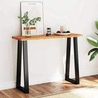 Berkfield Home Console Table with Live Edge 110x35x80 cm Solid Wood Acacia in Brown | Size: 110 x 35 x 80 cm