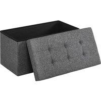 Dprodo Linen Storage Ottoman Folding Foot Rest Stool, 76cm x 38cm x 38cm in Dark Grey | Size: 76 cm x 38 cm x 38 cm