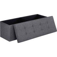 Dprodo Linen Storage Ottoman Folding Foot Rest Stool, 110cm x 38cm x 38cm in Dark Grey | Size: 110 cm x 38 cm x 38 cm