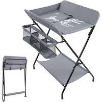 Dprodo Foldable Changing Table, Clothes Storage Station in Grey | Size: 1 Pack