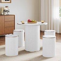 Dprodo 80CM Round Dining Table & Chairs of 4 in White