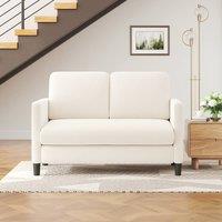 Dprodo 129CM Comfy Teddy Fleece Love Seat Couch, Tool-Free Setup in Beige | Size: 1 Pack
