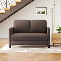 Dprodo 129CM Comfy Teddy Fleece Love Seat Couch, Tool-Free Setup in Brown | Size: 1 Pack