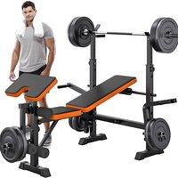Dprodo Adjustable Bench Press Set with Squat Rack in Black | Size: 25-40kg