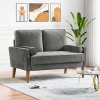 Dprodo 121CM Velvet Love Seat Couch with 2 Pillows in Grey | Size: 1 Pack