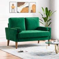 Dprodo 121CM Velvet Love Seat Couch with 2 Pillows in Green | Size: 1 Pack