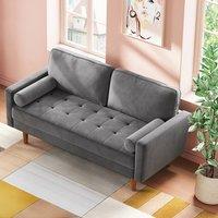 Dprodo Velvet Love Seat Couch with 2 Pillows in Mid Grey | Size: 1 Pack