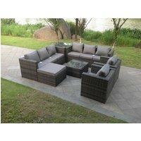 Fimous Indoor Outdoor Rattn Garden Furniture Sofa Set Table Chair Footstool Dark Grey Mixed