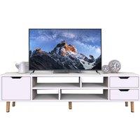 VOGREX TV Stand Cabinet Center Featuring 1 Door & 4 Shelving Spaces in White