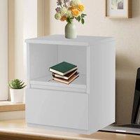VOGREX Modern Bedside Table Storage Cabinet with Drawers & Shelf M in White