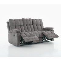 FURNITURE ONE Manual Recliner Sofa, 3 Seater Fabric Upholstery Recliner Sofa in Grey