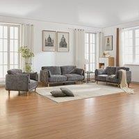 FURNITURE ONE Velvet Upholstered Sofa Set, Sectional Couch Suite-1+2+3 Set in Grey | Size: 1 Pack