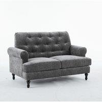FURNITURE ONE Padded Loveseat, Gray Velvet Button Tufted Loveseat in Grey | Size: 2 Seater