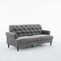 FURNITURE ONE Padded 3 Seater Sofa, Gray Velvet Upholstered 3 Seater Sofa in Grey