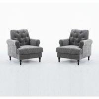 FURNITURE ONE Velvet Tufted Sofa Set, Gray Velvet Sectional Couch Suite-1+1 Set in Grey | Size: 1 Pack