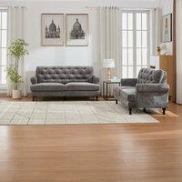 FURNITURE ONE Velvet Tufted Sofa Set, Gray Velvet Sectional Couch Suite-2+3 Set in Grey | Size: 1 Pack