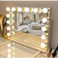 7seas Hollywood Vanity LED 80x63cm Makeup Mirror 14 E27 LED Bulbs Bluetooth - Tabletop Wall in White | Size: 80x63 cm
