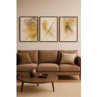 Mafett Neutral Window View Canvas Wall Art Set of 3 Beige Prints | Size: W18 x H24