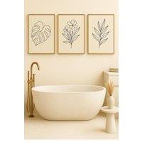 Mafett Set of 3 Botanical Canvas Wall Art Black Line | Size: W18 x H24