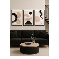 Mafett 3 Set Canvas Wall Art Print Modern Beige Vase Collection | Size: W18 x H24
