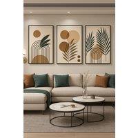 Mafett Set of 3 Botanical Sun Leaf Abstract Wall Art Canvas | Size: A2