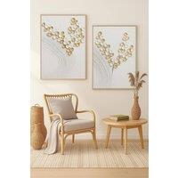 Mafett Set of 2 Abstract Floral Canvas Wall Art Print in White | Size: W24 x H32