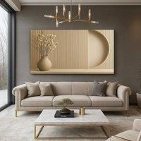 Mafett Large Beige Abstract Wall Art Canvas Print