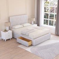 Sloomy Madison Divan Bed Base No Drawers 12 Footboard & 54 Floor Standing Headboard in Silver | Size: Small Double