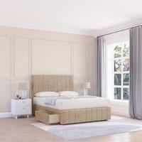 Sloomy California Divan Bed Base Slate Naples 4 Drawers 12 Footboard & 54 Floor Standing Headboard in Cream | Size: King