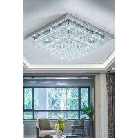 Living and Home Modern Crystal LED Flush Mount Ceiling Light Fixture in Silver