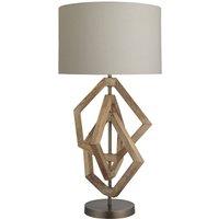Industville Wooden Geometric Polygon Table Lamp in Light Brown | Size: Medium