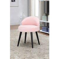 Living and Home Pink Velvet Low Back Dressing Footstool with Solid Wood Legs
