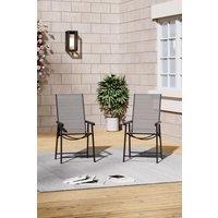 Living and Home Metallic-Frame Outdoor Foldable Chairs Set of 2 in Black
