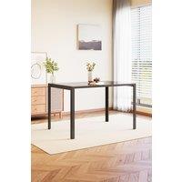 Living and Home Modern Rectangular Tempered Glass Kitchen Dining Table in Black
